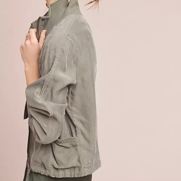 MARRAKECH ANTHROPOLOGIE GREEN SNAP ZIP UTILITY DRAWSTRING WAIST JACKET WOMENS XS - Picture 10 of 11